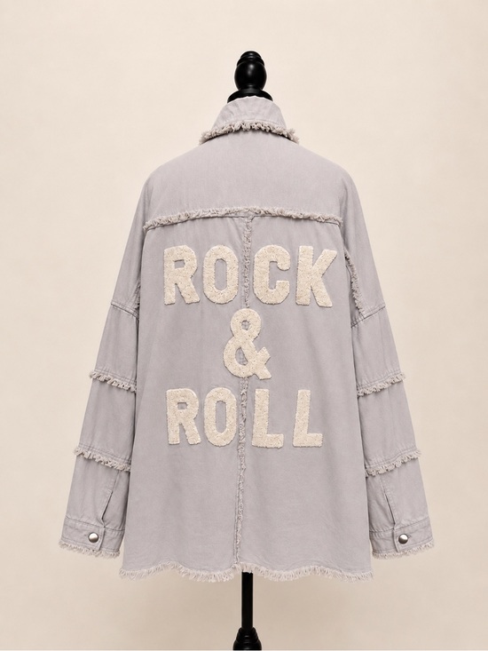 Elan Jackets & Blazers - Elan Devan Rock & Roll Oversized Utility Shacket Gray Distressed Cotton Medium